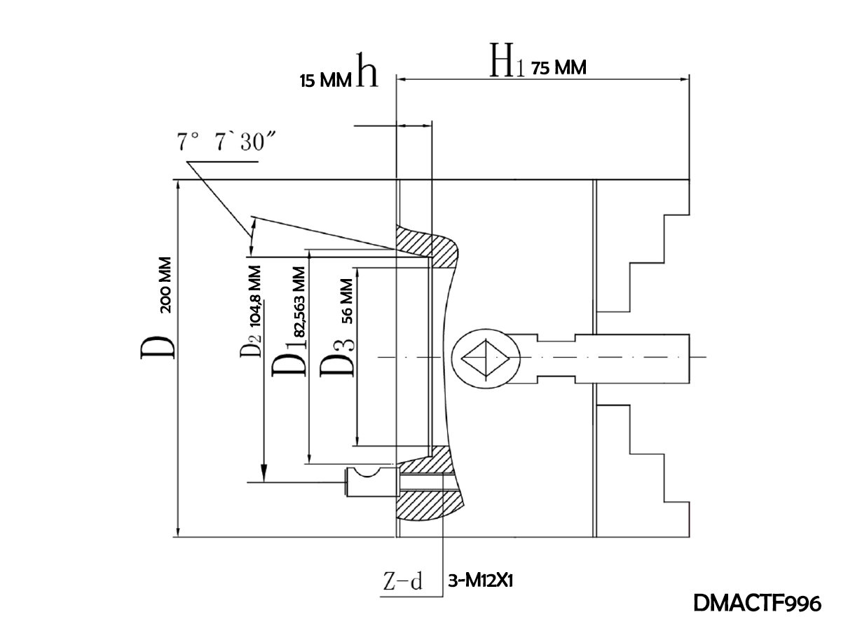 Mandrino 4 pinze autoc. 200 mm -6 cum lock